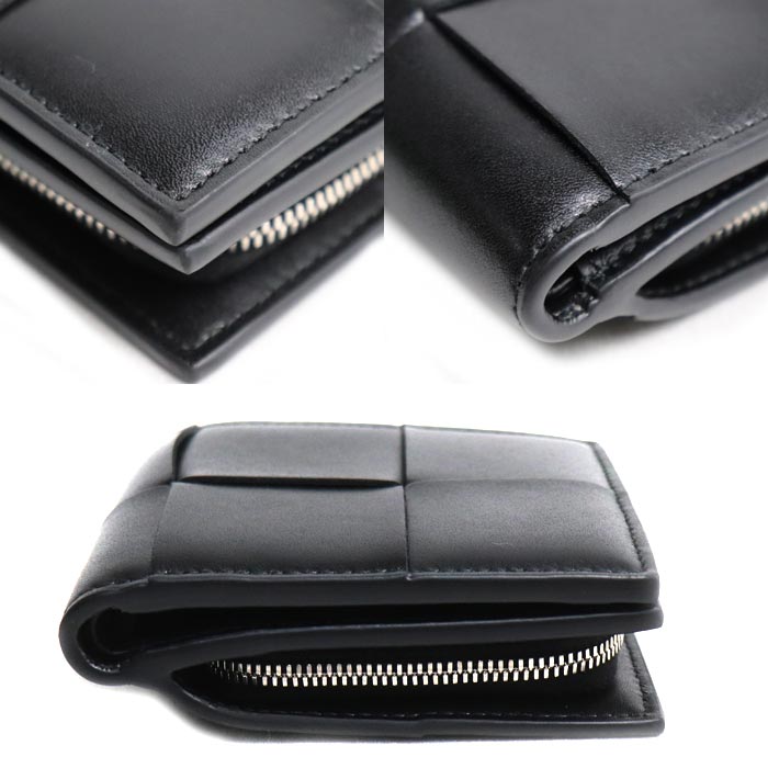 BOTTEGAVENETA ボッテガヴェネタ カセット コインパース付 二つ折りウォレット 二つ折り財布 ブラック 819207VBWD28803 メンズ【中古】【美品】