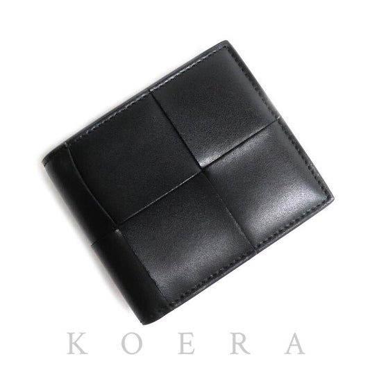 BOTTEGAVENETA ボッテガヴェネタ カセット コインパース付 二つ折りウォレット 二つ折り財布 ブラック 819207VBWD28803 メンズ【中古】【美品】