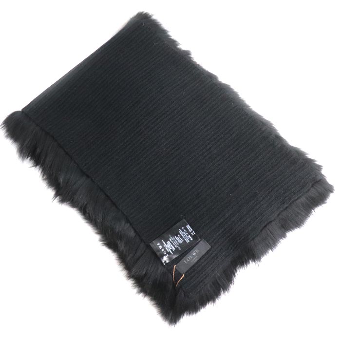 LOEWE ロエベ ファー フォックス ストール ブラック リアルファー レディース【中古】【美品】