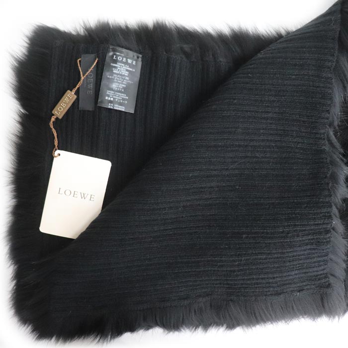 LOEWE ロエベ ファー フォックス ストール ブラック リアルファー レディース【中古】【美品】