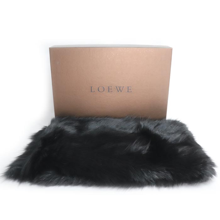 LOEWE ロエベ ファー フォックス ストール ブラック リアルファー レディース【中古】【美品】