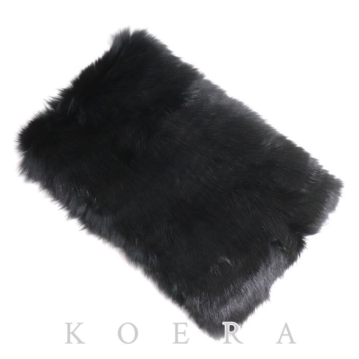 LOEWE ロエベ ファー フォックス ストール ブラック リアルファー レディース【中古】【美品】