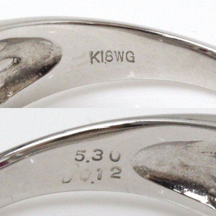 K18WG ホワイトゴールド リング・指輪 ガーネット5.30ct ダイヤモンド0.12ct 17号 7.9g レディース【中古】