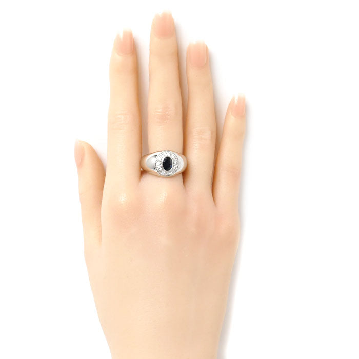 Pt900プラチナ リング・指輪 サファイア ダイヤモンド0.43ct 20号 19.8g メンズ【中古】【美品】