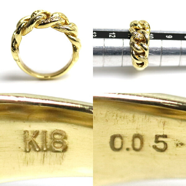 K18YG イエローゴールド リング・指輪 ダイヤモンド0.05ct 10.5号 9.8g MR4871 レディース【中古】
