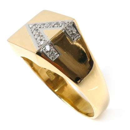 K18YG イエローゴールド Pt900プラチナ リング・指輪 ダイヤモンド0.135ct 19.5号 7.8g メンズ【中古】