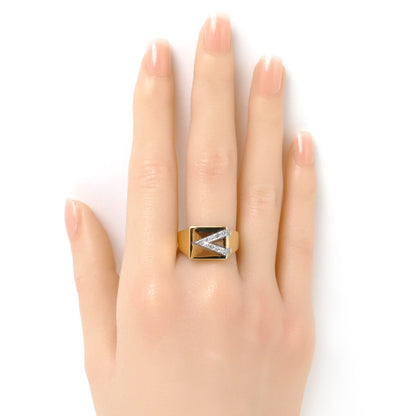 K18YG イエローゴールド Pt900プラチナ リング・指輪 ダイヤモンド0.135ct 19.5号 7.8g メンズ【中古】