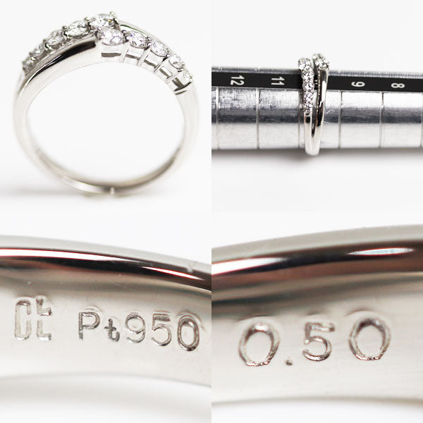 Pt950プラチナ リング・指輪 ダイヤモンド0.50ct 10号 4.5g MR4819 レディース【中古】
