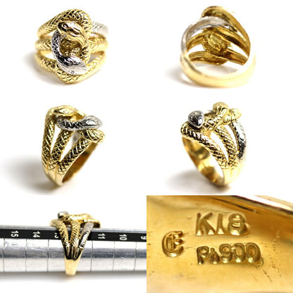 K18YG イエローゴールド Pt900プラチナ リング・指輪 ダイヤモンド 12号 12.4g スネークリング 蛇 MR4929 ユニセックス【中古】