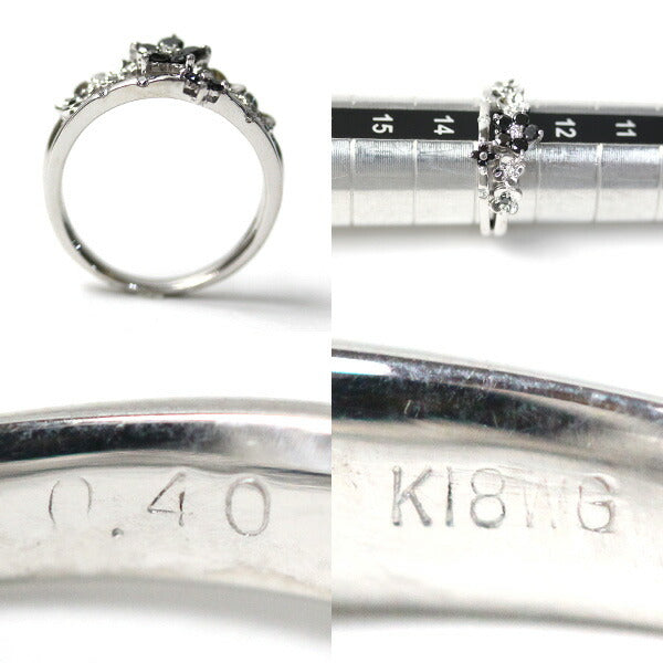K18WG ホワイトゴールド リング・指輪 ダイヤモンド0.40ct 13号 4.3g ブラックダイヤモンド MR5105 レディース【中古】
