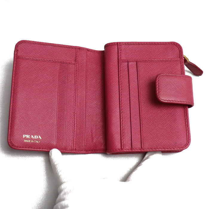 PRADA プラダ サフィアーノ メタル 二つ折り財布 ピンク 1ML018 レディース【中古】