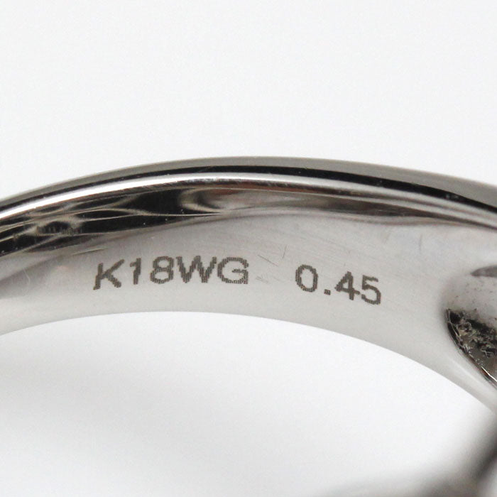 K18WG ホワイトゴールド リング・指輪 ダイヤモンド0.45ct オニキス 12.5号 9.6g フラワーモチーフ レディース【中古】