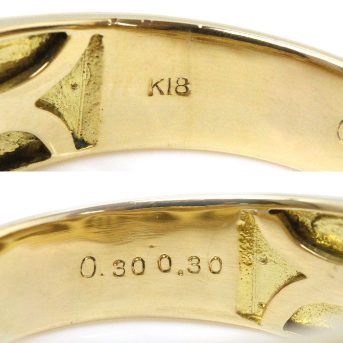 K18YG イエローゴールド リング・指輪 ダイヤモンド0.30ct/0.30ct 18号 9.0g メンズ【中古】【美品】