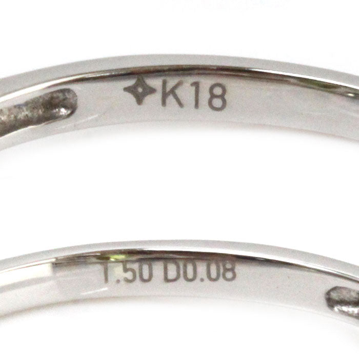 GSTV K18WG ホワイトゴールド リング・指輪 ペリドット1.50ct ダイヤモンド0.08ct 16号 3.0g レディース【中古】【美品】