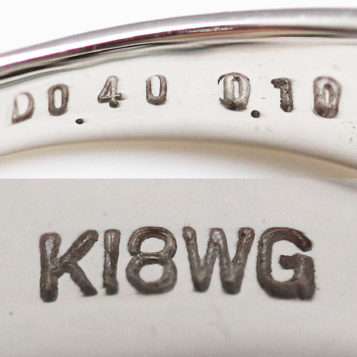 K18WG ホワイトゴールド フラワーモチーフ リング・指輪 ダイヤモンド0.40ct/0.10ct 15.5号 3.9g レディース【中古】