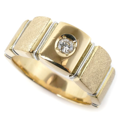 K18YG イエローゴールド Pt900プラチナ リング・指輪 ダイヤモンド 20.5号 15.6g メンズ【中古】【美品】