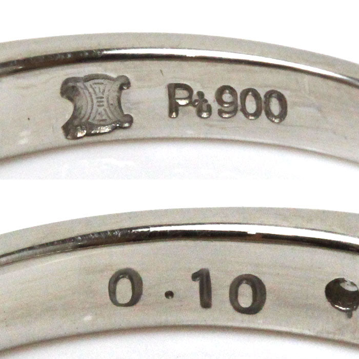 CELINE セリーヌ Pt900プラチナ リング・指輪 ダイヤモンド0.10ct 9号 3.6g レディース【中古】
