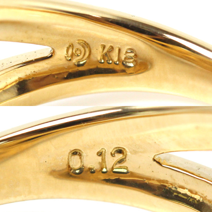 TASAKI タサキ K18YG イエローゴールド リング・指輪 ダイヤモンド0.12ct パール約4.3～5.0mm 9号 5.9g レディース【中古】【美品】