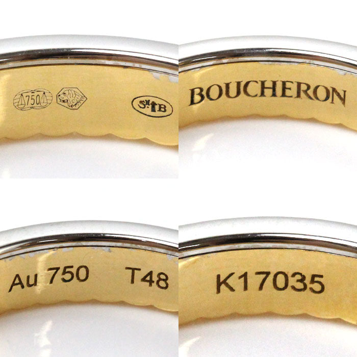 Boucheron ブシュロン K18YG/K18WG キャトルラディアント  ハーフ リング・指輪 JAL00134 ダイヤモンド 8号 3.2g レディース【中古】