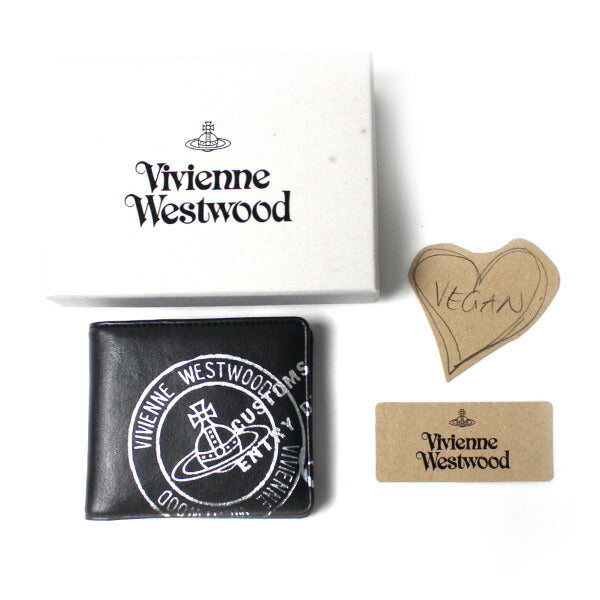 Vivienne Westwood ヴィヴィアンウエストウッド VEGAN 二つ折り財布 ブラック 51110006 31824 N401 メンズ【中古】【美品】