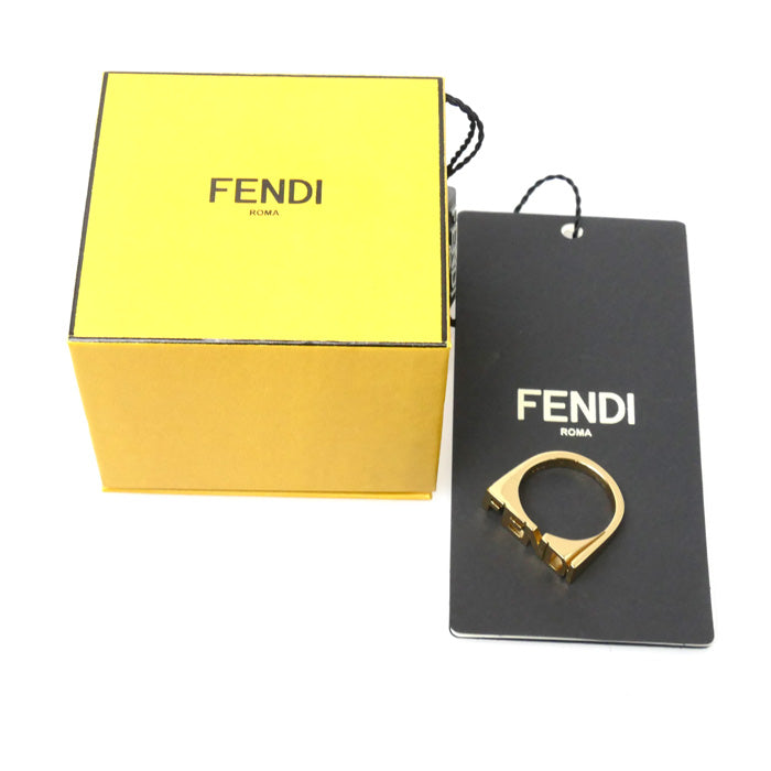 FENDI フェンディ 真鍮 ロゴ レタリング リング・指輪 7AJ272 B08F0CFK 22号 6.9g ブラス ユニセックス【中古】